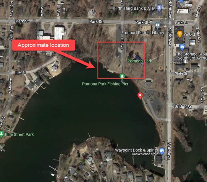 Fruitport Pavilion (Pamona Pavlion) - Current Aerial With Approx Location (newer photo)